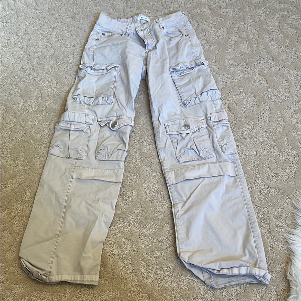 Garage Beige Low Rise Cargo Pants